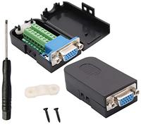 AAOTOKK VGA Vite Morsettiera Adattatore D-SUB 15 Pin 3 Filari DB15 VGA Femmina a 16 Pin/Vie Femmina Terminale Seriale Scheda di Breakout Connettore Modulo con Custodia (2 Pezzi/Femmina)