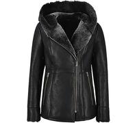 AAOutfitz Giacca invernale da donna in pelle di pecora nera, Nero - Vera Pelle, S