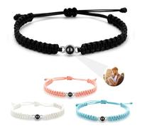 AAQ Bracciale con foto personalizzata - bracciale con proiezione e immagine incorporata, bracciale personalizzato unisex, regalo donna/mamma/moglie personalizzato (Catena a intreccio largo)