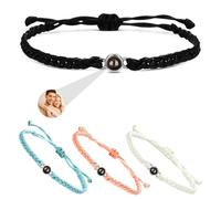 AAQ Bracciale con foto personalizzata - bracciale con proiezione e immagine incorporata, bracciale personalizzato unisex, regalo donna/mamma/moglie personalizzato (Catena intrecciata sottile)
