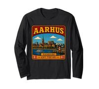 Aarhus Danimarca Viaggio in Famiglia Città Natale Aarhus Vacation Maglia a Manica