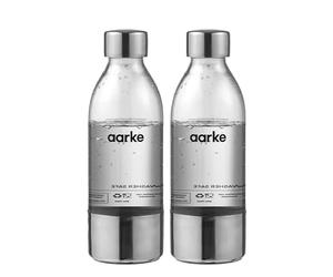 Aarke 2 Pacchi Bottiglie per Gasatore d’acqua Carbonator 3, senza BPA con Dettagli in Acciaio (450ml), Transparent