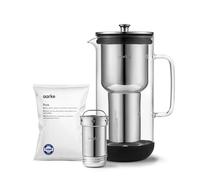 Aarke Purifier, Caraffa Filtrante Brevettata in Vetro e Acciaio Inox, 2.4L, Sacchetto di ricarica del filtro per Aarke Pure