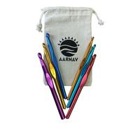 AARNAV 6 uncinetti con borsa (6 mm, 7 mm, 8 mm, 9 mm, 10 mm, 12 mm e borsa AARNAV Bag) | Set di uncinetti grandi per lana spessa, ganci in metallo di grandi dimensioni per borse, tappeti, filati