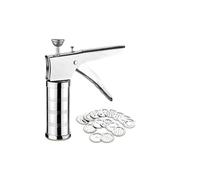 AARNAV Pressa da cucina in acciaio inox multifunzione con 15 dischi, 6 coni per torte, set per glassa, per creare spaghetti, Murukku, Noodles Maker Namkeen Sev Maker
