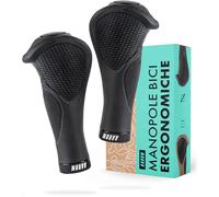 AARON - Impugnature ergonomiche per manubri di Biciclette con ammortizzatori in Gel - Realizzate in Gomma Antiscivolo, E-Bike, Trekking Bike, Mountain Bike, City Bike, Touring Bike, Nero