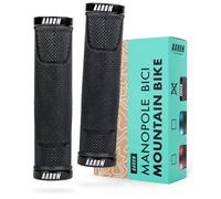 AARON MTB - Impugnature bicicletta in gomma antiscivolo - design sportivo a incastro - in gel con tappi di chiusura - per mountain bike, bici da trekking, elettrica, Fixi, ecc. - nero