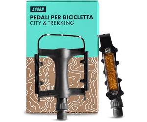 AARON Pedali da bicicletta da città con impugnatura in gomma antiscivolo e cuscinetti a sfera industriali sigillati, pedali da trekking con catarifrangenti per e-bike, bici da trekking, city bike