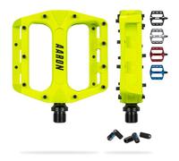 AARON Rock MTB - Pedali a piattaforma in alluminio con cuscinetti a sfera industriali sigillati, antiscivolo, con perni intercambiabili, per bici elettrica, BMX, trekking, colore: giallo