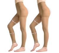 Aaronano 2 paia di collant a compressione da donna, 80D, senza piedi, 10-15 mmHg, supporto modellante opaco, Small-Medium