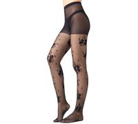 Aaronano Collant da donna modello nero collant fine trasparente fantasia a rete, Taglia unica