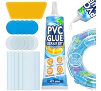 AAROVIBE Kit Riparazione Piscina con Toppe per Piscina - Colla PVC Trasparente, Impermeabile e a Rapida Asciugatura per Gonfiabili, Materassini, Letti ad Aria, Barche in PVC, Piscine, Tende (60ml)