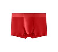 aaSccex Calecon - Boxer elasticizzato da uomo, senza cuciture, traspirante, per tenere i testicoli, comode, taglia media, slim fit, mutandine leggere, morbide, calecon da uomo, sport morbidi, rosso