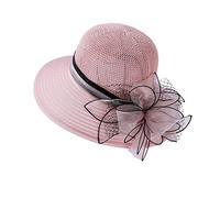 aaSccex Cappello Mucca Donne Cappello Matrimonio Della Chiesa Tea Party Larghezza Tesa Cappello Pescatore Con Tasca Laterale, Colore: rosa., Taglia unica