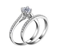 aaSccex Cuoco Cose Anelli Amore Anelli Donne Engagement Wedding 2 Pezzi Set Cubic Zirconia 925 Sterling Silver Rings Size Wedding For Love With Accessori Regolatore Anelli, 6, Copper, Nessuna pietra