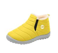 aaSccex Stivaletti per bambini, con stampa floreale, stivali da neve, caldi e spessi, in peluche, design semplice, antiscivolo, invernali, per il tempo libero, Z1 giallo., 27 EU