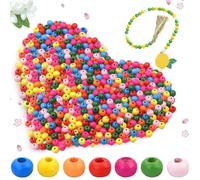Aatpuss 1000 Pezzi Perline di Legno Colorate, Perline di Legno Rotonde Colorate Con Fori, Perlie di Lego da 8 mm Per Infilare, Perlin di Legn Colorte Con Fori Per Braccialetti Fai da te