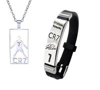 Aatpuss 2 Pezzi Piece Football Necklace Bracelet Set, Set di Collane di Calcio, No.7 Football Necklac Bracelet, No.7 Footbal Necklace Bracelt Regali Per i Tifosi di Calcio