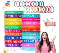 Aatpuss 20 Pezzi Bracciali Motivazionali, Bracciale Sportivo in Silicone Colorato, Bracciale in Silicone Ispiratore, Braccialetti di Gomma Multicolore Per Uomini Studenti e Bambini