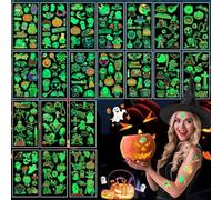 Aatpuss 200+ Pezzi Tatuaggi di Halloween Per Bambini, Tatuaggio di Halloween Fosforescente, Tatuaggi di Halloween Per Bambini, Adesivi Fosforescenti di Halloween Per Bambini Con Pipistrelli e Zucche