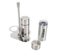 Aatraay Set 2 Pezzi Saliera e Pepiera, Bottiglia per Condimento per Spezie in Acciaio Inossidabile 304 con Finestra Trasparente, Supporto Base per Ristorante Casa Hotel (S)