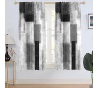 AAtter Black Grey and White Window Curtain Gray Abstract Geometric Silver Art Aesthetic Minimalist Boys Teen Living Room Bedroom Window Drapes Treatment Fabric 1 Pair Home Decor, 42" W x 63" L, Modern
