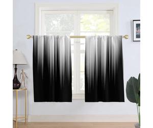 AAtter Tende da finestra nere e grigie per cucina, colore argento e bianco, ombre, gotiche, astratte, alla moda, piccole, corte, per casa, soggiorno, camera da letto, bagno, 1 paio, 69,8 cm di