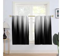 AAtter Tende da finestra nere e grigie per cucina, colore bianco argento ombré da uomo, astratto, gotico, alla moda, piccole, corte, corte, per casa, soggiorno, camera da letto, bagno, tessuto