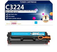 aauot C3224 C3220K0 C3220C0 C3220M0 C3220Y0 Cartuccia Toner Compatibile (Senza Chip) per Lexmark C3224 C3326 C3426 MC3224 MC3326 MC3426 Stampanti, Accessori Elettronici,Cyan