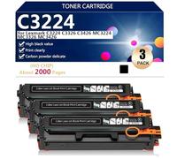 aauot C3224 C3220K0 C3220C0 C3220M0 C3220Y0 Cartuccia Toner Compatibile (Senza Chip) per Lexmark C3224 C3326 C3426 MC3224 MC3326 MC3426 Stampanti, Accessori Elettronici,3*Black