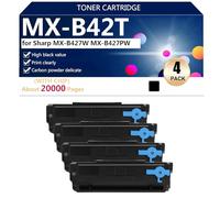 aauot MX-B42T Cartucce di Toner Compatibili per Sharp MX-B427PW MX-B427W Stampanti, alta Capacità 20000 Pagine, due Specifiche Disponibili,4*Black-with chip