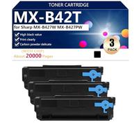 aauot MX-B42T Cartucce di Toner Compatibili per Sharp MX-B427PW MX-B427W Stampanti, alta Capacità 20000 Pagine, due Specifiche Disponibili,3*Black-with chip