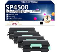 aauot SP4500 Cartuccia Toner di Ricambio per Ricoh SP3600DN SP3610SF SP4510SF SP4500LC SP4500 SP4510DN Stampante, Chiaro e Nitido, 6000 Pagine,Black-4 pack
