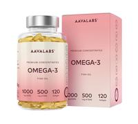 Aavalabs Omega 3 Olio di Pesce Premium | 1000mg EPA e 500mg DHA | 120