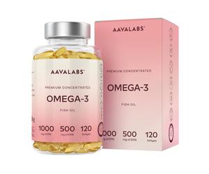 Aavalabs Omega 3 Olio di Pesce Premium | 1000mg EPA e 500mg DHA | 120