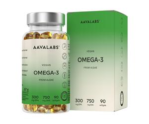 Aavalabs Omega 3 Vegano da Alghe | 750 mg DHA + 300 mg EPA | Forma TG