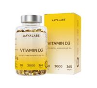 Aavalabs Vitamina D3 2000 UI | Alto dosaggio | Scorta 1 anno 365 pz Ca