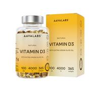 Aavalabs Vitamina D3 4000 UI | Ad alto dosaggio | Scorta 4 anni 365 pz
