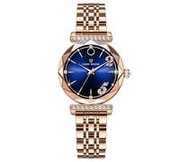 AAVEDA Orologio da donna in acciaio inox, orologio da polso da donna con diamanti, orologio da polso di lusso, con cuore, data, S0.6x4.5