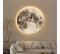 AAVEDA Orologio da parete a forma di luna, silenzioso e luminoso, orologio da parete a LED da 12 pollici, senza ticchettio, motivo luna rotonda, decorazione soggiorno, decorazione per bagno, camera da
