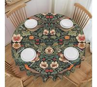AAVEUP William Morris, Tovaglia vintage rustica classica verde natura pianta foglia floreale uccello stampa rotonda per casa, feste, sala da pranzo, cucina, decorazione 91,4 x 91,4 cm