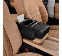AAWEI Cuscino Bracciolo Auto per Alfa Romeo 159 (Type 939 2004-2011),Organizer Console Centrale in Pelle Pu con Porta Bicchiere E Scatola Fazzoletti,Poggiabraccio Accessori Interni,Black