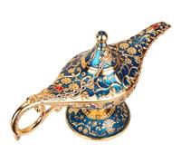 Aayahakawa Aladdin Ornament, lampada genio in lega di zinco blu, ornamento da scrivania, decorazione da tavolo leggenda magica Aladino