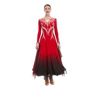 AAYXIN Abiti da Ballo Standard Vestito da Valzer Viennese Abito da Sala da Ballo Standard Abito da Swing Femminile Abito da Flamenco Moderno,Rosso,XXL