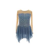 AAYXIN Vestito da Pattinaggio Artistico Blu Navy per Ragazze e Donne, Vestito da Gara per Danza su Ghiaccio, Abbigliamento da Pattinaggio,Blu,S