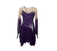 AAYXIN Vestito da Pattinaggio Artistico per Ragazze, Body da Danza a Maniche Lunghe Fatto a Mano per Donne, Completo da Allenamento per Pattinaggio sul Ghiaccio,Viola,L