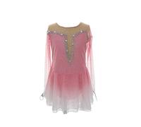 AAYXIN Vestito da Pattinaggio Artistico su Ghiaccio Rosa per Ragazze, Elegante, Fatto a Mano, con Cristalli, Donna, a Maniche Lunghe,Rosa,XXS