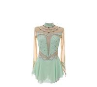 AAYXIN Vestito da Pattinaggio di Figura Semplice e Generoso per Donne e Bambine, Body a Manica Lunga, Vestito da Danza Classica con Tutu Scintillante,Verde,XXL