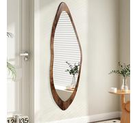 AAZZKANG Grande specchio con cornice in legno, 120 x 40 cm, vintage, irregolare, a figura intera, asimmetrico, per bagno, camera da letto, soggiorno, ingresso