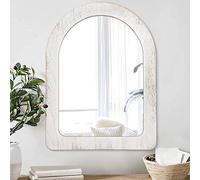 AAZZKANG Grande specchio da parete 65 x 45 cm, specchio rustico ad arco con cornice in legno, decorativo per camera da letto, bagno, vanità, decorazione da parete per la casa, bianco